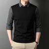 Spring Long-sleeved T-shirt Men's New Shirt Collar Fake Two-piece Sweatshirt Loose Men's Casual Shirt Collar Bottoming Shirt