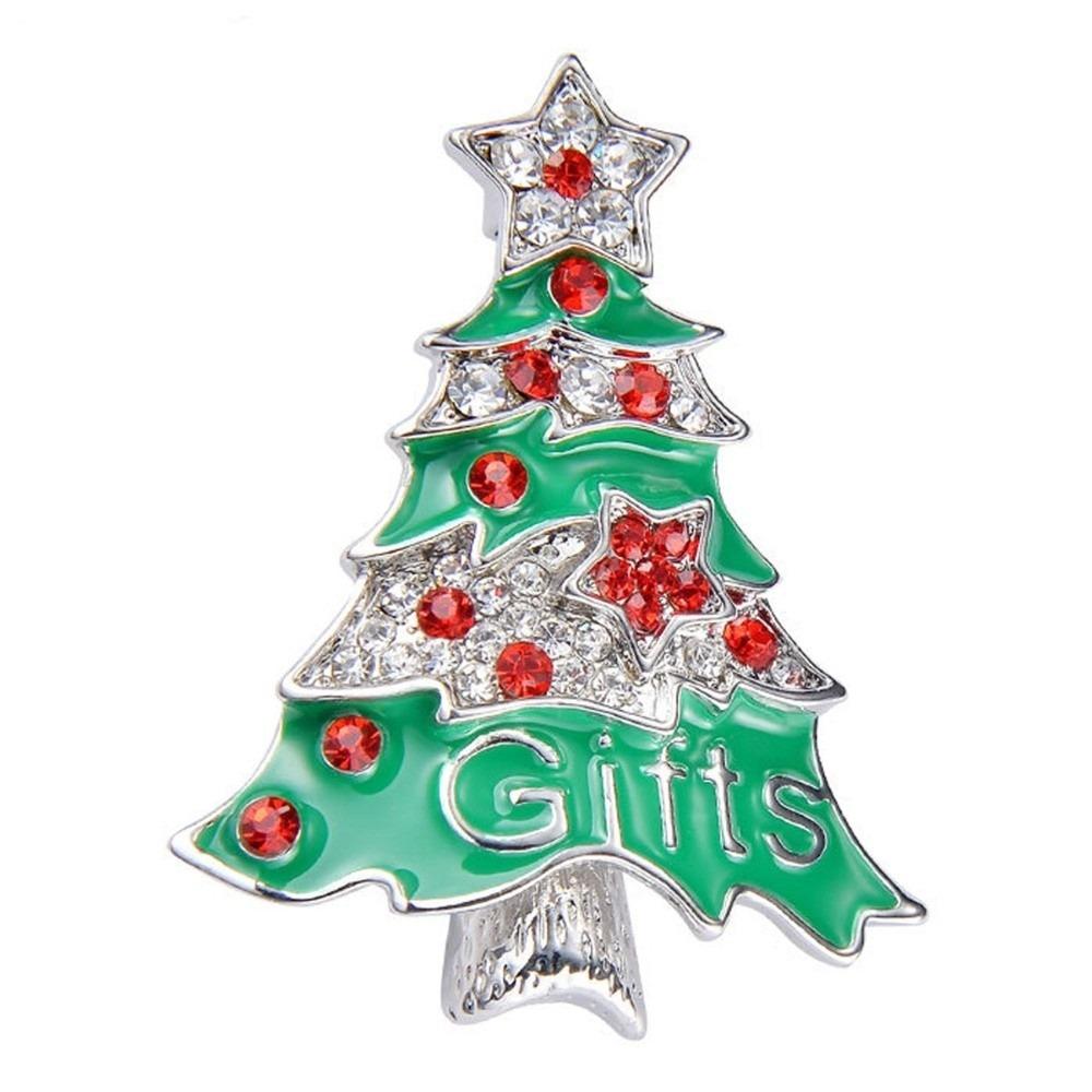 Shiny Christmas Tree Brooch Zinc Zinc Alloy Xmas Holiday Jewelry Festive Lapel Pin Family Gathering