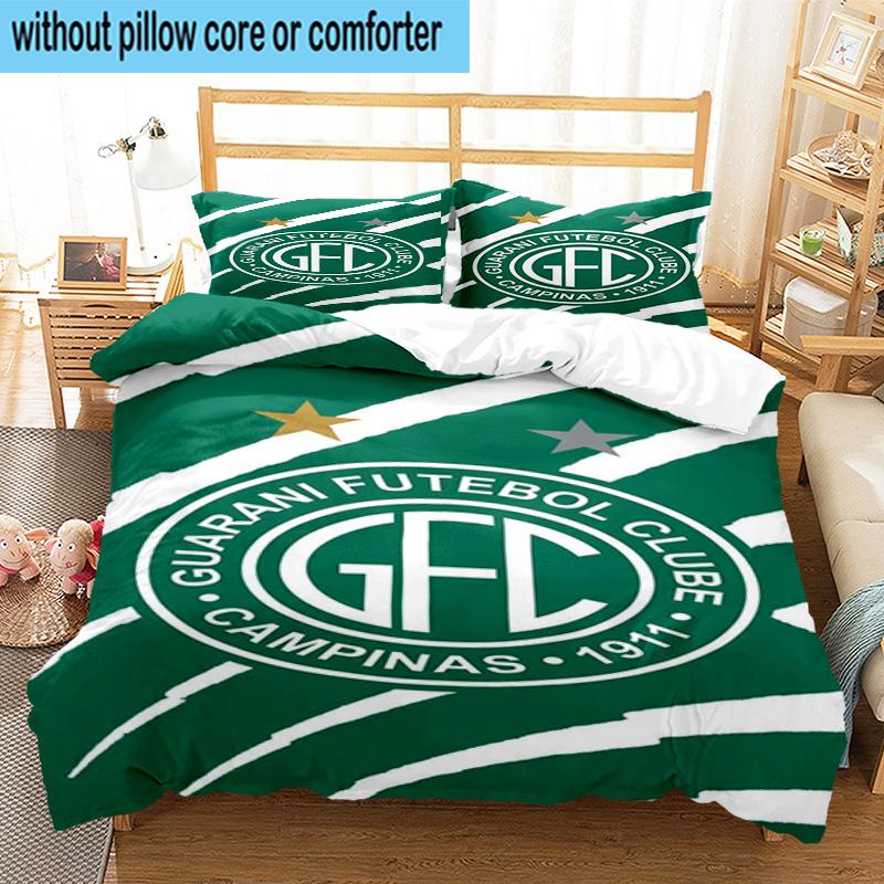 3pcs Football Club Emblem Printed Bedding Set Duvet Cover Closure Includes 1 Duvet Cover & 2 Pillowcases Bedding Sets Home Decor Gifts