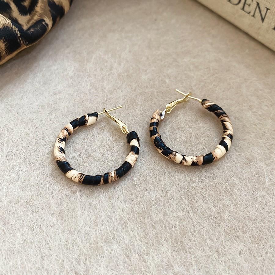 Серьги-пусеты Silver Needle Leopard Resin Geo Round, в стиле ретро Myer, нишевый дизайн для женщин