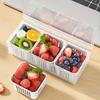 3 Compartment Food Storage Container With Lid Transparent Square Blue Drain Box For Fridge Salad Fruit Veg Condiments Reusable