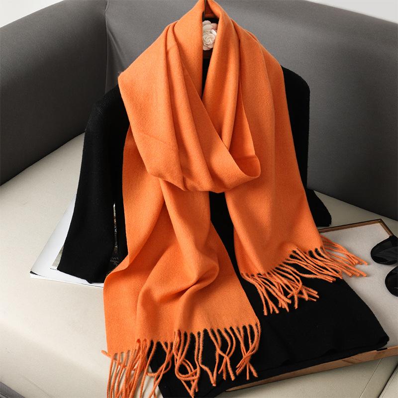 62Color Solid Women Winter Scarf Теплый Утолщенный Кашемировый Шаль Уличная Мода Роскошные Кисточки Пашмина Дамская Накидка Ветрозащитные Шарфы