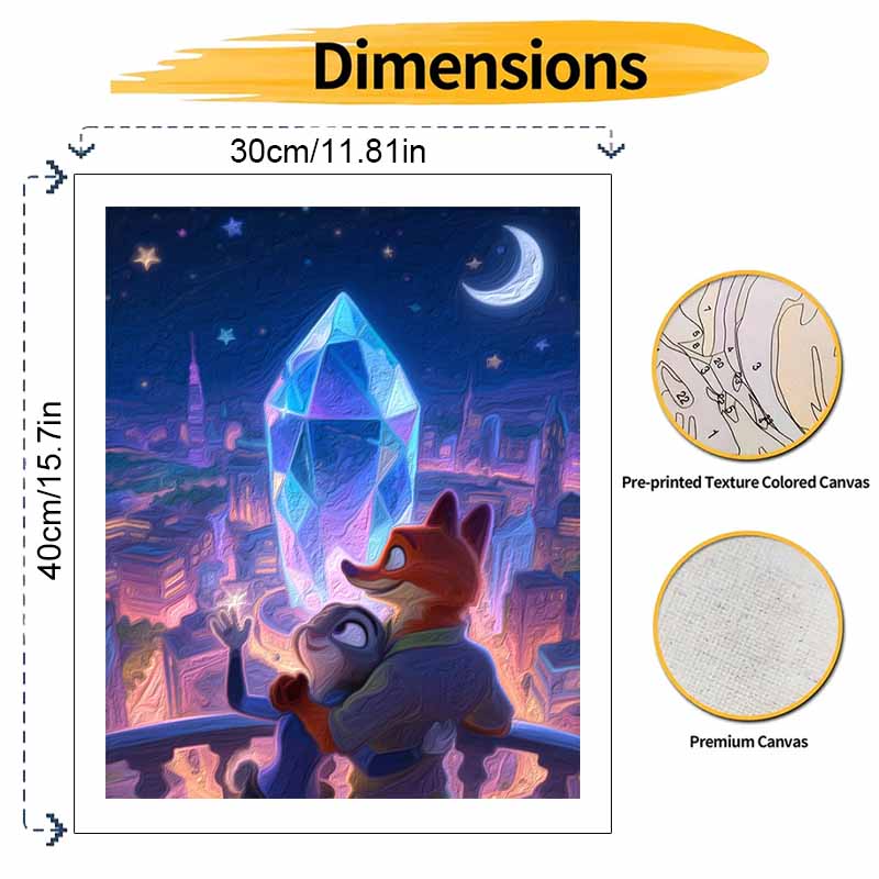 Disney Digital Oil Painting Art Kit Zootopia Night City Crystal Handmade Coloring Painting Home Decor