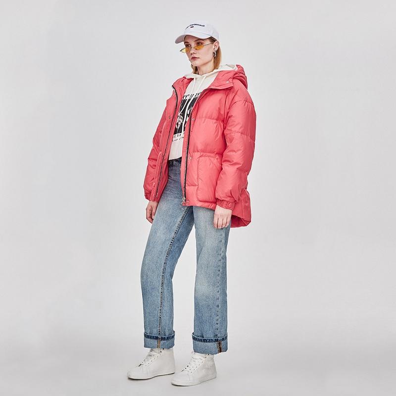 JAZZEVAR Зимний утолщенный свободный пуховик женский средней длины теплый хлеб пальто пальто