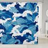 Шторка для душа «Морская волна» Японская Хокусай Наборы штор для ванной комнаты Молодежная Винтажная Абстрактная Тканевая шторка для душа с морскими волнами