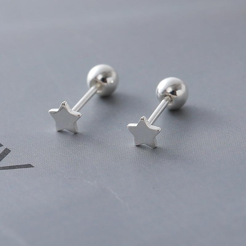 S925 Серьги-гвоздики для хряща в виде маленького сердца и звезды для женщин - Универсальный аксессуар с характером