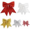 6pcs Decorative Bowknot Festival Party Glitter Shiny Bow Christmas Tree Decor