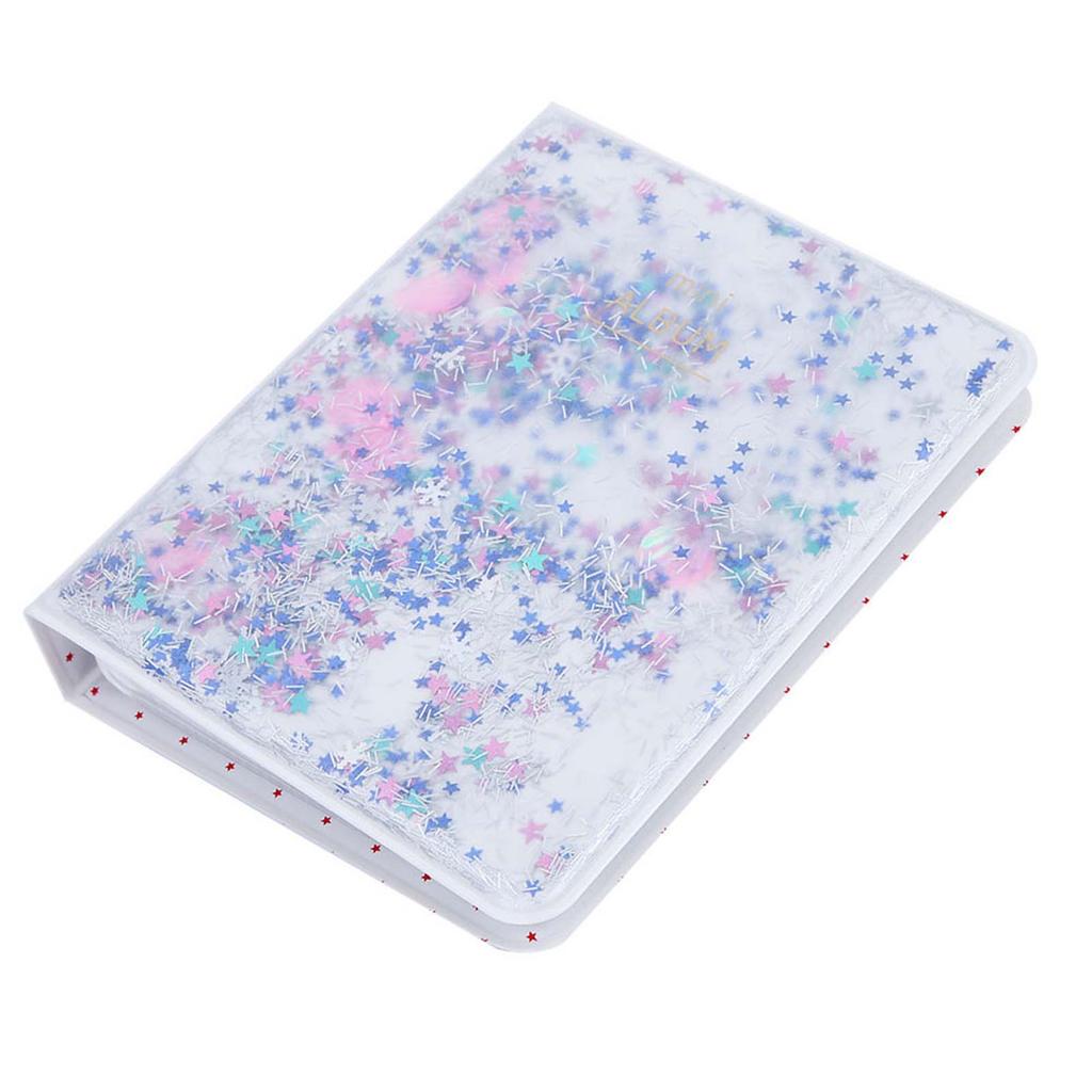 Quicksand Beads 64 Pockets 3 Inch Mini Photo Book Album For Instax Camera Photos(blue)
