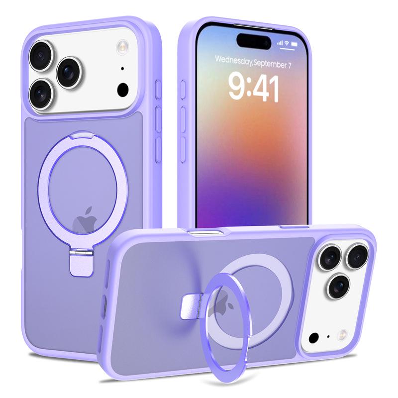 Магнитный чехол-держатель для iPhone 17 Pro Max - Apple 16E Серебристый Щит Матовая Защитная пленка