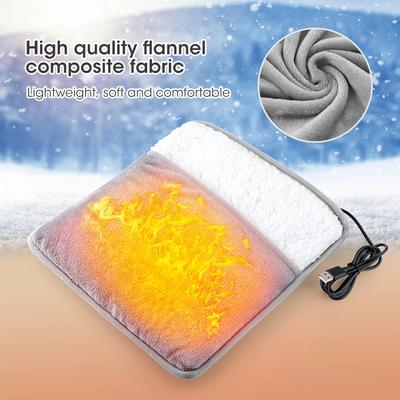 USB Electric Foot Warmer Heating Pad Portable Soft Plush Washable Mat for Under Desk Home Office Use Improve Sleep In Winter