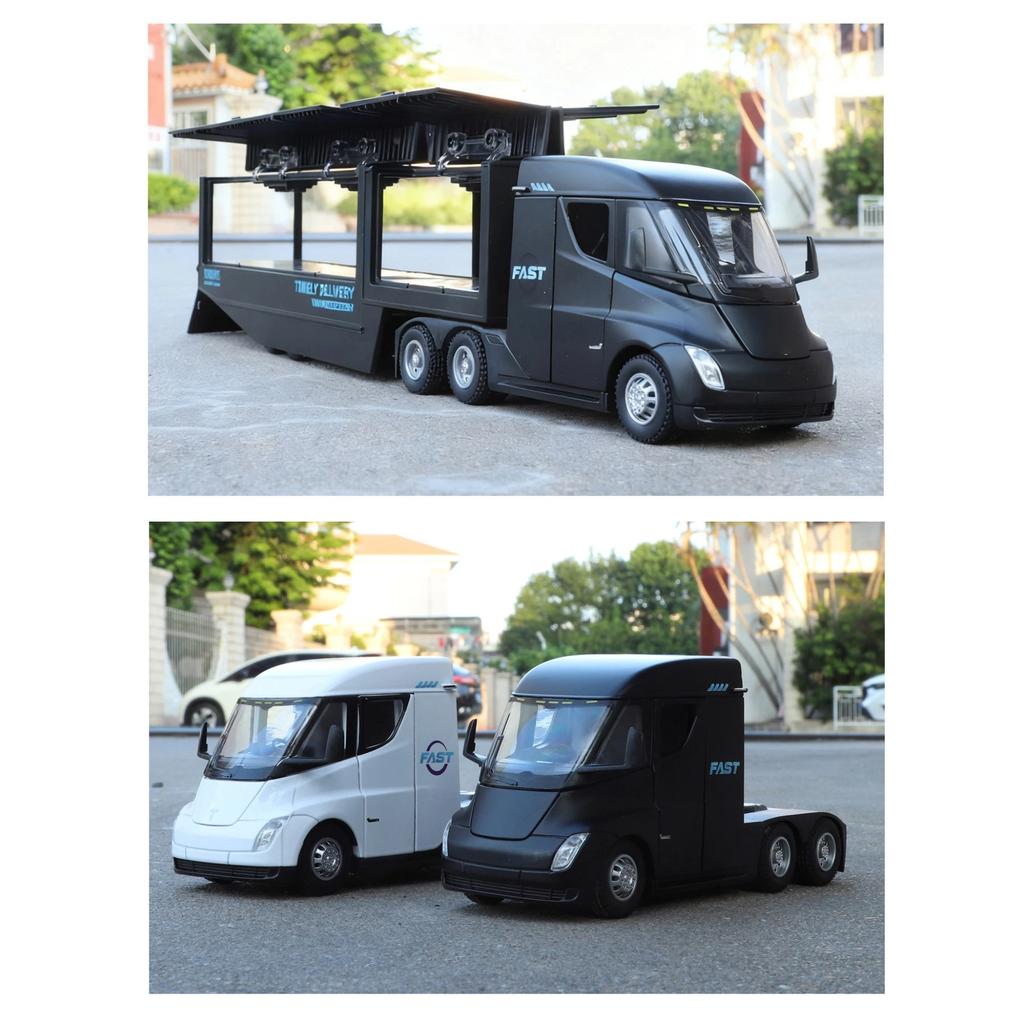 1/32 Semi Container Truck Transport Vehicle Truck Alloy Toy Car Model Sound and Light Children's Toy Collectibles Gift