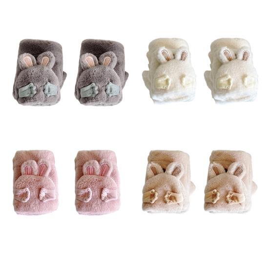 Women Winter Plush Gloves Thickened Warm Fuzzy Rabbit Mittens Girls Convertible Winter Fingerless Mittens for Cycling Outdoor Exercise