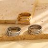 Stainless Steel Stackable Rings for Women Statement Mixed Metals Multi Ring Stack Cubic Zirconia Zircon