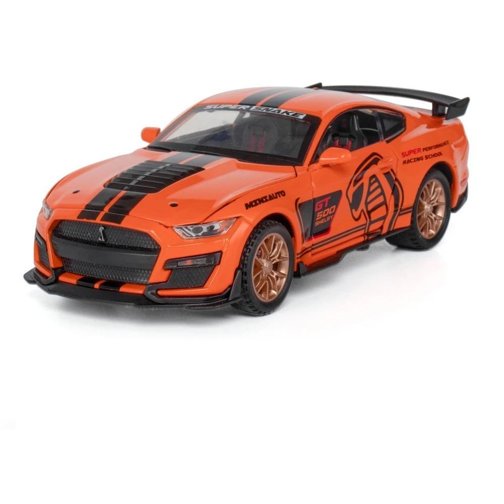 Игрушечная машинка Ford Shelby GT500 1/32 для детей, литая металлическая миниатюрная модель, инерционная, со звуком и светом, коллекционный подарок для мальчиков