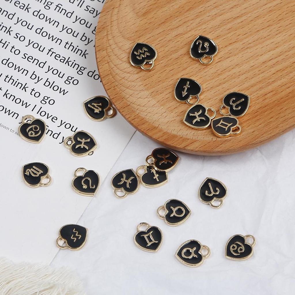 10/12 шт. 12*14 мм 12 созвездий сердце любви падает масляный сплав аксессуары для изготовления ювелирных изделий DIY ожерелье браслет серьги