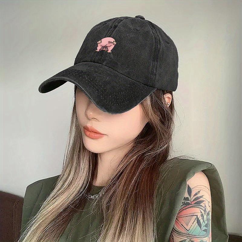 Милая розовая бейсболка унисекс с принтом свинки - шляпа в городском уличном стиле, подходит для занятий спортом на открытом воздухе и повседневной носки.