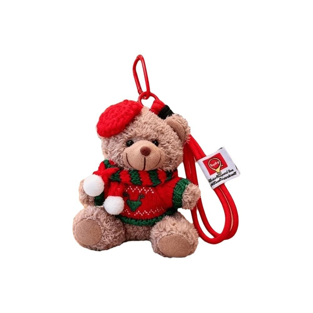 Soft Plush Plush Bear Keychain Knitted Sweater Cartoon Bag Charm Festival Gathering