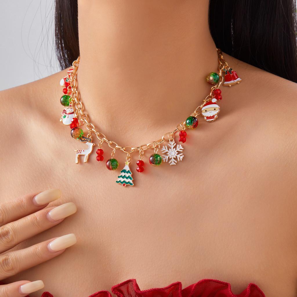 Cute Snowman Christmas Jewelry With Alloy Pendant For Holiday Gift