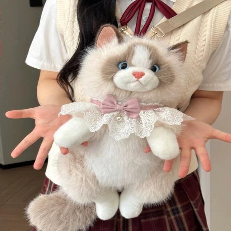 Новый рюкзак-кукла в виде кота, сумка-кот, кукла, девчачье сердце, подарок на день рождения, мультяшная плюшевая сумка, рюкзак для детей