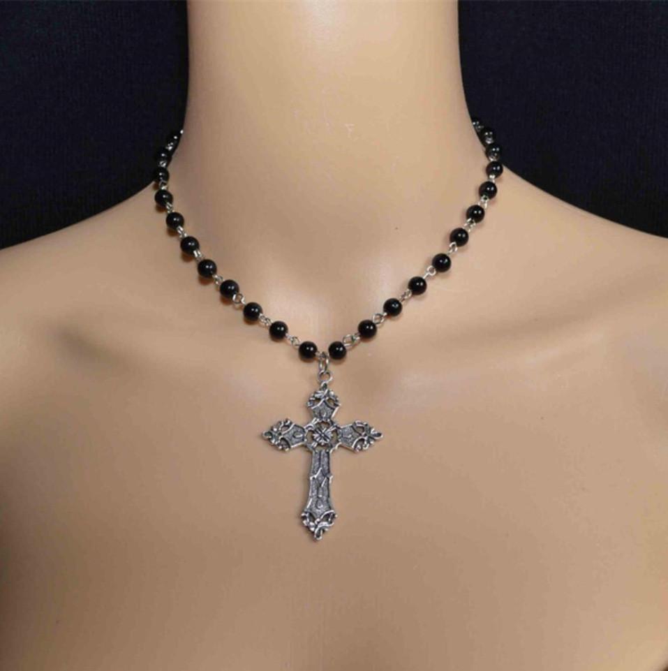 Gothic Cross Necklace For Women With Alloy Pendant And Chain Jewelry Accessory