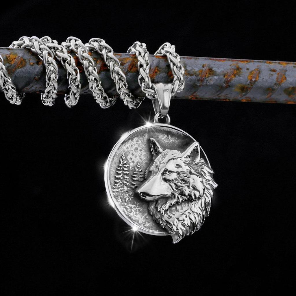 Скандинавское ожерелье с головой волка из нержавеющей стали 316L, подвеска для мужчин, ювелирные изделия в стиле уличного рока, аксессуары для мужчин, лучшие друзья, подарки
