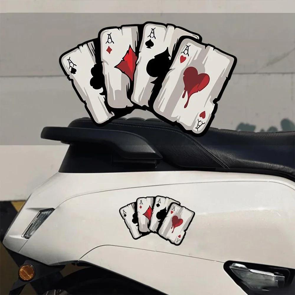 15x10cm Poker Spades A Pattern Motorcycle Decals Motocross Fuel Tank Cafe Racer Body Car Windows Decoration Card Stickers