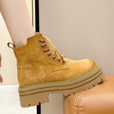 Осенне-зимняя обувь с флисовыми ботинками, женские ботинки на молнии сбоку, ботинки на толстой подошве, увеличивающие рост