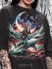 Vintage Cat Riding Shark 90S Graphic Comfort Colors® Tshirt, Space Galaxy Retro Surreal Faded Tees, Y2K Streetwear Samurai Cat Gift,