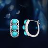 Vintage Non Tarnish Womens 925 Silver Earring Natural Raw Mineral Turquoise Earring For Women