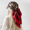 Leopard Print Silk Scarf 90cm New Large Square Scarf Women's Wrap Turban Printed Scarf Satin Shawl
