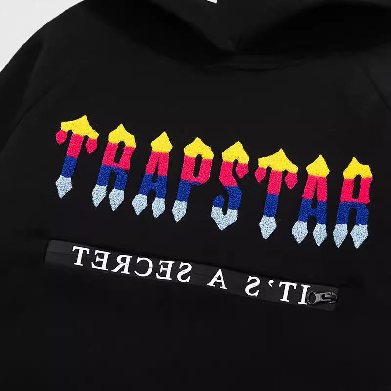 Unisex Hooded Sweatshirt Set Cotton Blend Casual Streetwear Winter Outfit Rainbow Embroidery