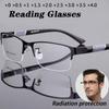 1Pcs Anti Blue Reading Glasses Men Retro Metal Frame Square Presbyopic Glasses for Men Business 0 +1.0 +1.5 +2.0 +2.5 +3.0 +3.5 +4.0