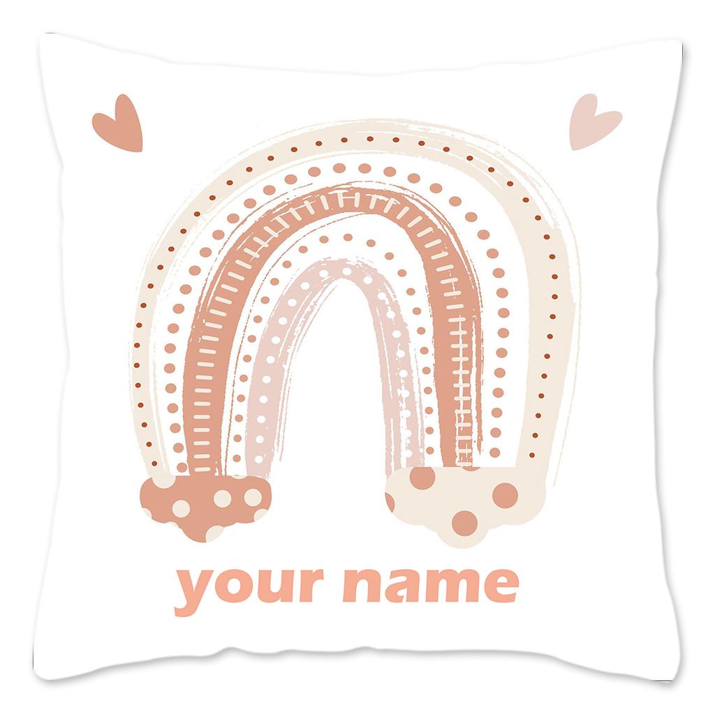 Rainbow Print Custom Cushion Cover Adult Children Personalized Name Customize Pillowcase Home Housewarming Birthday Gifts