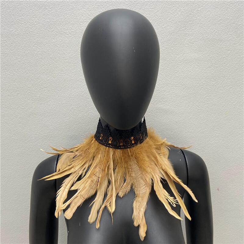32 см Роскошный панк-перо чокер кружевное перо ожерелье готический перо шарф