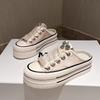 Super Fire Little White Shoes Platform Heightening Niche Canvas Shoes Women's 2025 Spring New European Popular Bag Head Half Slippers