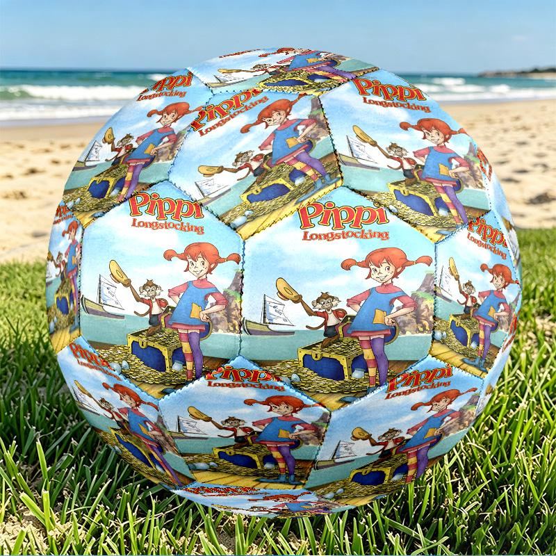 Pippi Longstocking Print Size 5 Soccer Ball, PU Wear Resistant Football for Match Training and Daily Practice, Birthday Gift for Soccer Fans