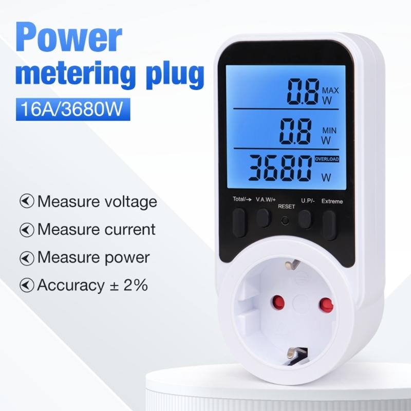 Compactly Wattage Tester Socket Power Meter Builts In Overloads Alerts Electricity Consumption Analyzers 0-3680W Ranges