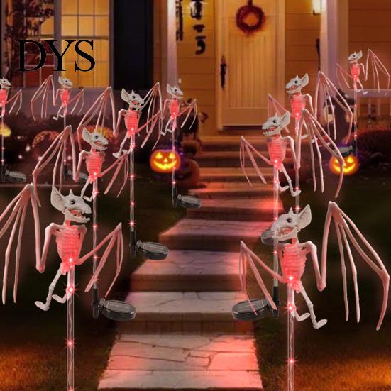 Indoor Wall Hanging Ornaments Solar Halloween Bat Garden Lights, Realistic Skeleton Pathway Decor, Waterproof LED 3D Bone Props Spooky Stake Light for