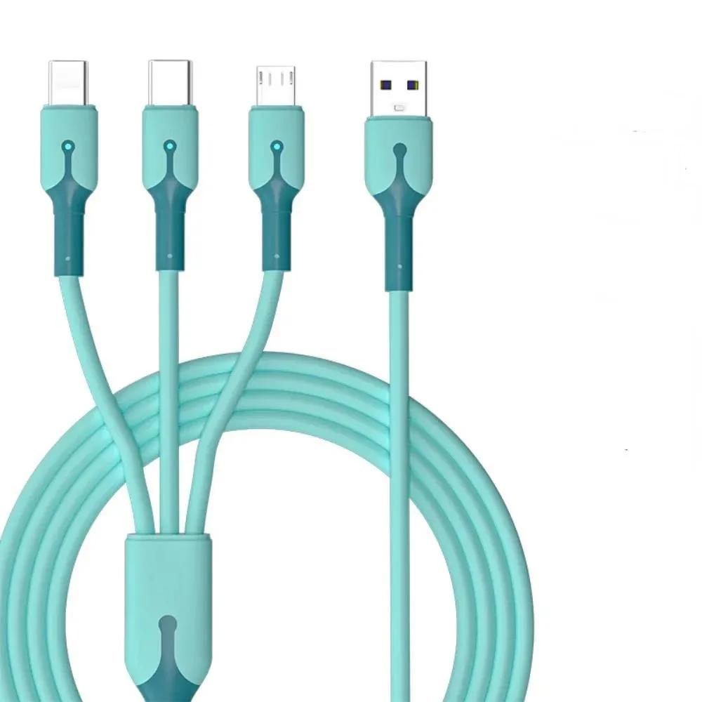 5A 3-в-1 кабель для передачи данных USB-кабели для быстрой зарядки USB-кабель C для iPhone Samsung Xiaomi Huawei жидкий силиконовый телефонный провод типа C