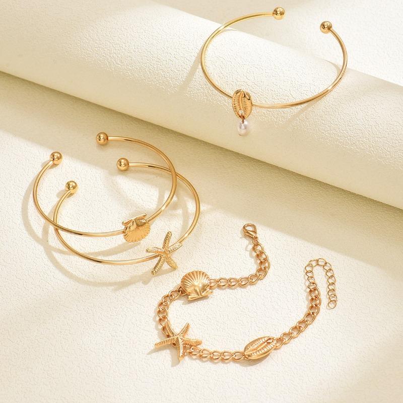 Ocean Wind Bracelet Set Accessories Shell Starfish Temperament Versatile Design Sense Opening Bracelet