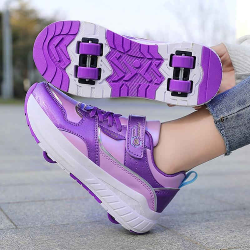 Kids 4-Wheel Roller Skates Shoes New Sneakers For Boy and Girls Outdoor Sport Skating Skates Shoes With Wheels