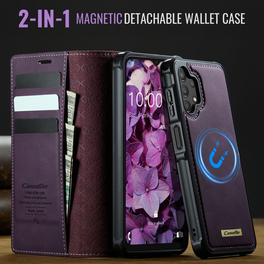 For Samsung Galaxy A13 5G/Galaxy A04s 5G/Galaxy A13 4G Magnetic Case RFID Blocking Detachable Wallet Leather Phone Cover