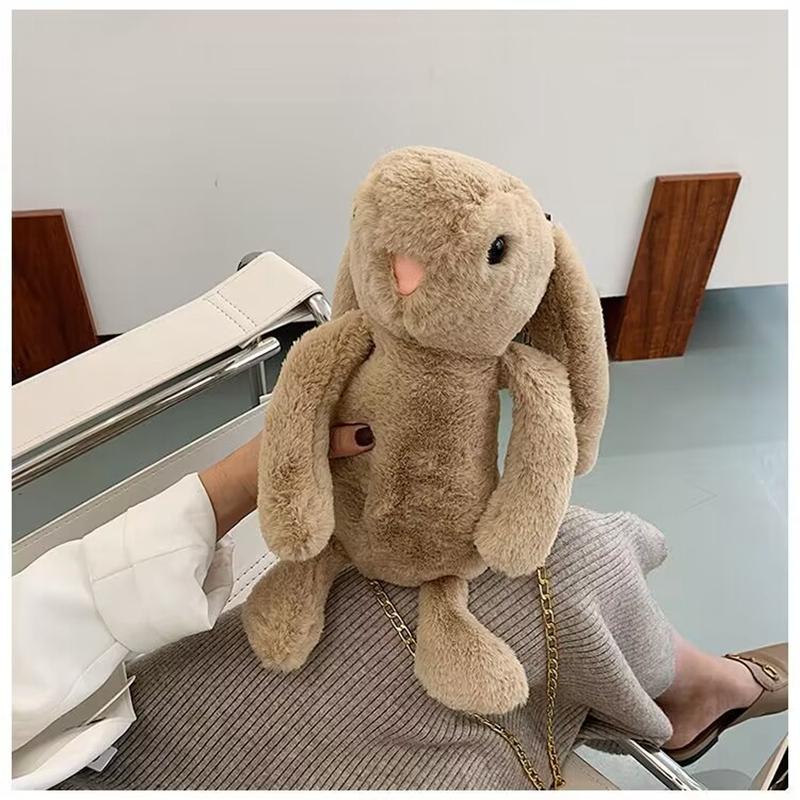 Plush Rabbit Doll Backpack Cute Chain Crossbody Bag Fashion Girl Soft Single Shoulder Messenger Bags Travel Backpack