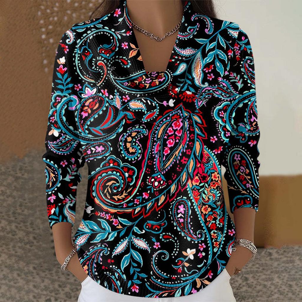 Женский повседневный и модный свитер с круглым вырезом, длинными рукавами и принтом