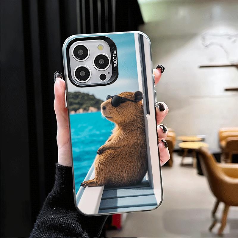 Животное Капибара Милый Мягкий Чехол для Телефона для iPhone 15 16 17 Pro Max 17Air 16E 14 Plus 13 12 Mini Ударопрочный Чехол Задняя Панель