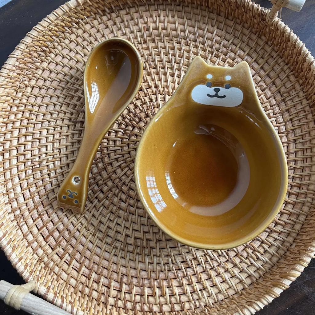 Керамическая миска с мультяшным рельефом, бытовая кухонная миска для соуса, ложка, миска для приправ, горячее варево, блюдо для барбекю, керамическая миска