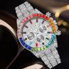 Blingbling Wristwatch For Men Luxury Colour Diamond Calendar Quartz Watch Hip Hop Fashion Waterproof Man Clock