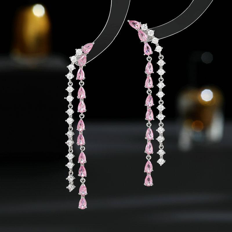 Длинные серьги-кисточки, Модные серьги с кубическим цирконием, Серьги-капельки, Геометрические серьги