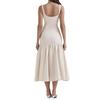 Pleated Slim Fit Dress Summer New Arrival Women's round Neck Sleeveless Pure Color Pleating Silm Dress