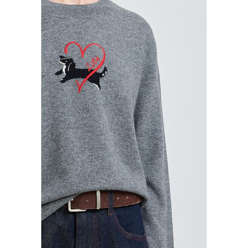 LILY Love Dog Inlaid Knitted Shirt for Women